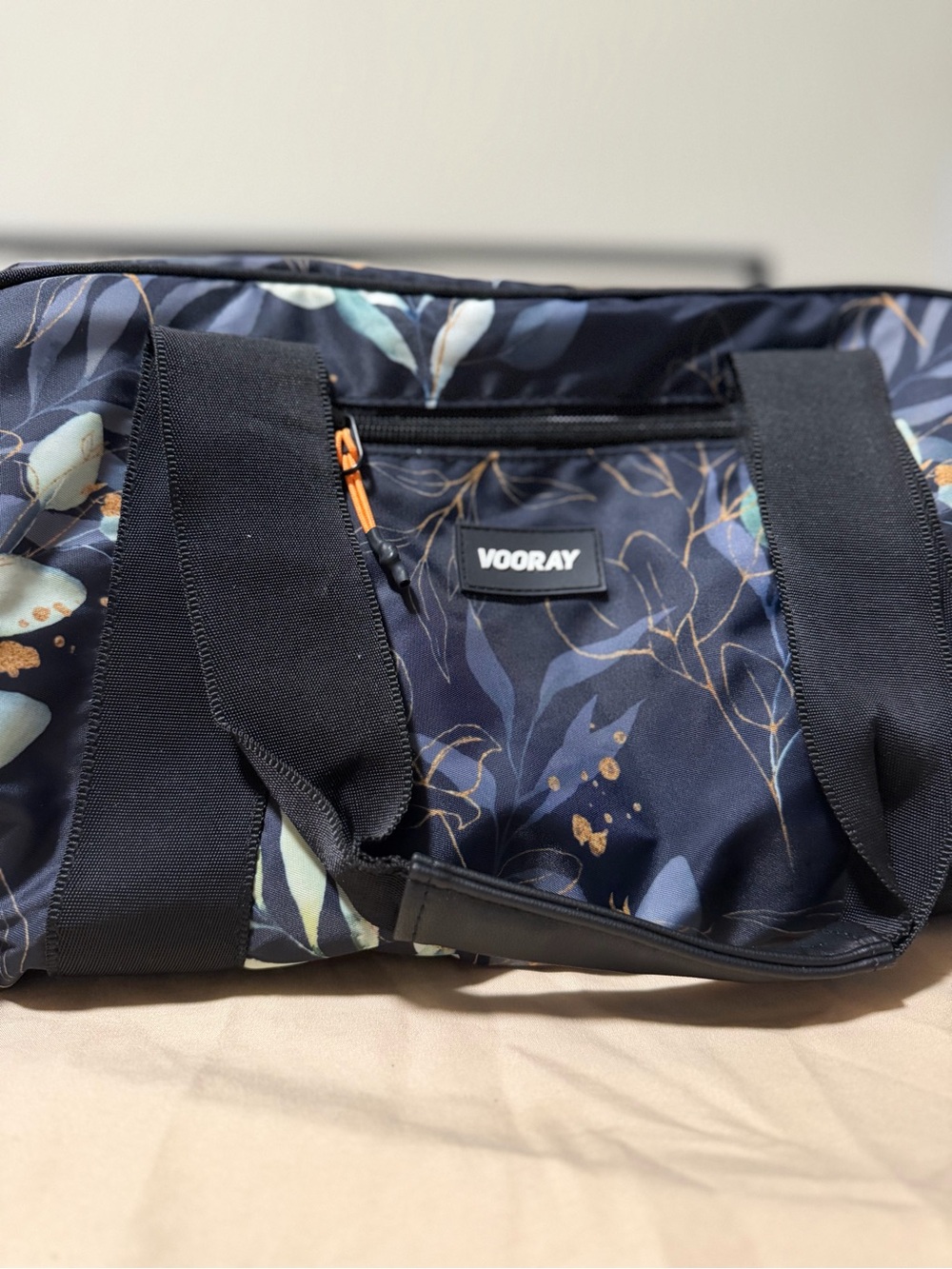 Vooray Navy Floral Travel Tote with Black Straps